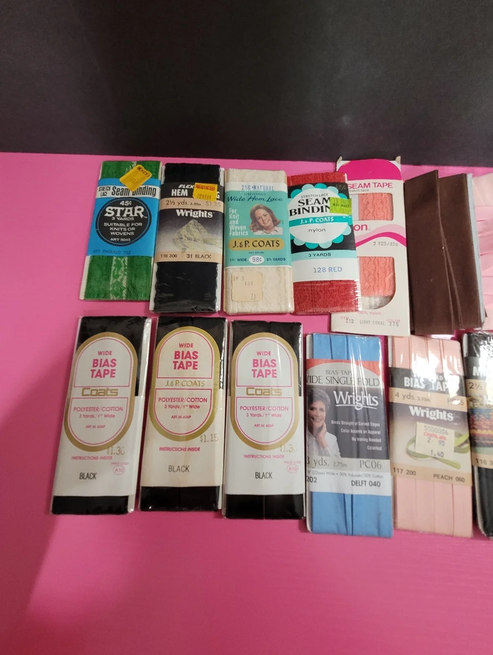 Vintage Lot Of Sewing Supplies Bias Tape Seam Binding Piping Misc 12+ Pkg (0782)